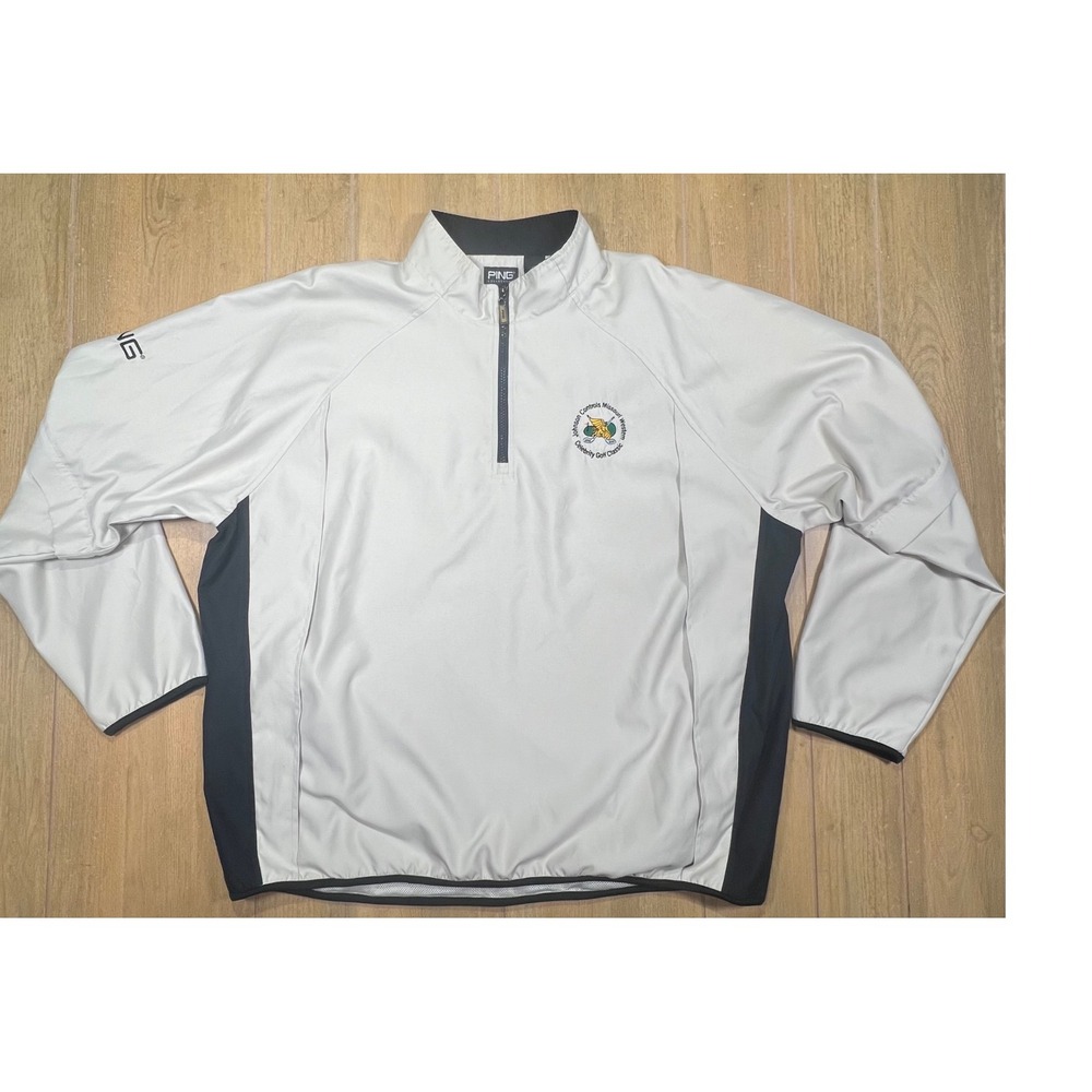 Ping Mens XL Quarter Zip Windbreaker Pullover Golf tan Black Celebrity classic‎